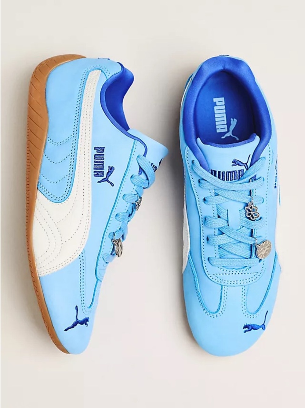 Puma Women’s Sky Blue and White Retro Lace-Up Sneakers